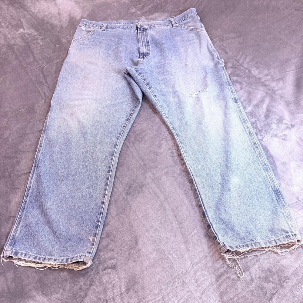 Wrangler Carpenter Jeans Men's Sz 42x30 Pants Workwear Distressed Stain For Work